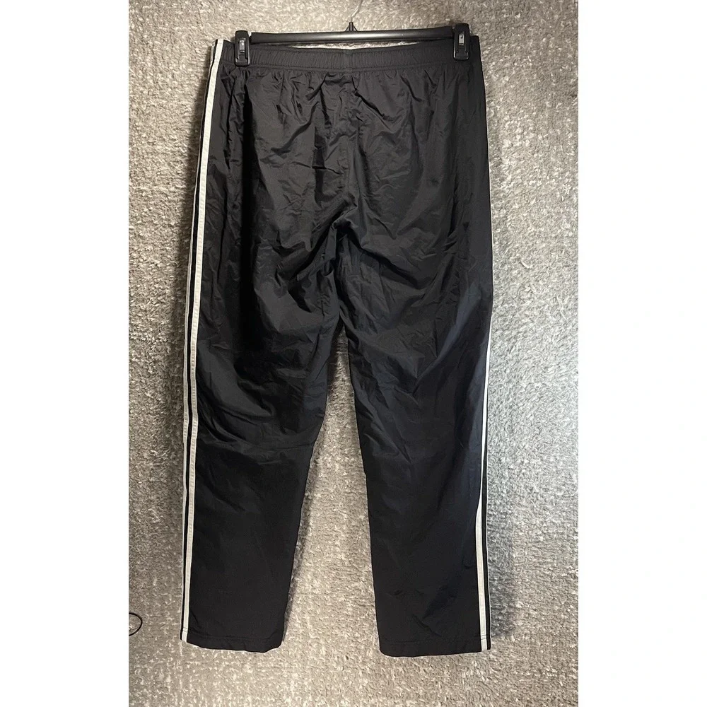 Adidas Men Track Pants Black XL Ankle Zip Lined Lightweight Logo Gym Striped